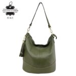 Bolso de Hombro en Piel con Bolsillo Trasero, Enganche Dorado y Asa Larga Mujer - Imagen 13