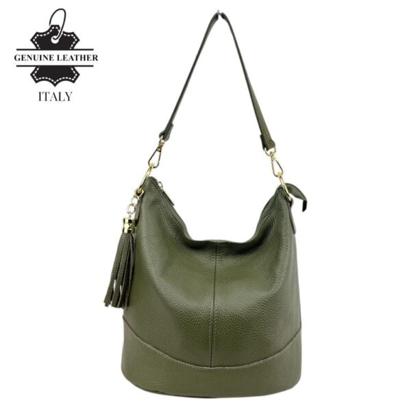 Bolso de Hombro en Piel con Bolsillo Trasero, Enganche Dorado y Asa Larga Mujer - Imagen 13