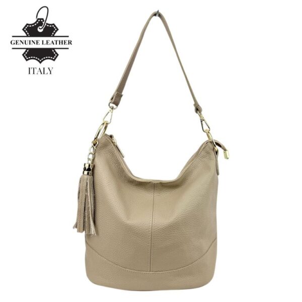 Bolso de Hombro en Piel con Bolsillo Trasero, Enganche Dorado y Asa Larga Mujer - Imagen 3