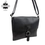 Bolso Bandolera de Piel Italiana con Solapa, Cremallera y Bolsillo Interior Mujer - Imagen 11