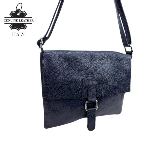Bolso Bandolera de Piel Italiana con Solapa, Cremallera y Bolsillo Interior Mujer - Imagen 8