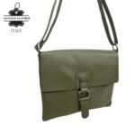 Bolso Bandolera de Piel Italiana con Solapa, Cremallera y Bolsillo Interior Mujer - Imagen 7