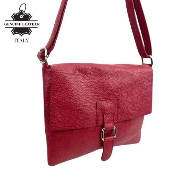 Bolso Bandolera de Piel Italiana con Solapa, Cremallera y Bolsillo Interior Mujer - Imagen 6