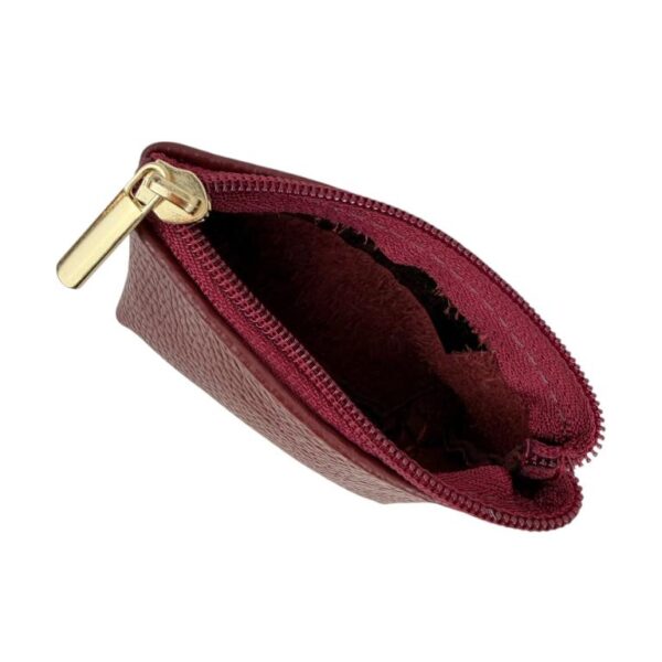Monedero Compacto en Piel Italiana para Mujer con Cierre de Cremallera y Colores Lisos - Imagen 3