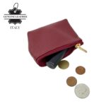 Monedero Compacto en Piel Italiana para Mujer con Cierre de Cremallera y Colores Lisos