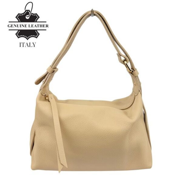 Bolso de Hombro en Piel Italiana para Mujer con Asa Ajustable tipo Cinturón y Multiforma-Kaki- Mayorista España
