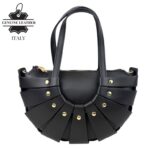 Bolso de Mano en Piel Italiana con Diseño Original, Tachuelas y Asa Larga de Cadena para Mujer - Imagen 4