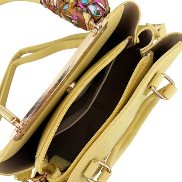 Bolso de Mano Sintético Gino Valentini con Pañuelo Decorativo y 3 Compartimentos para Mujer - Imagen 6