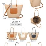 Amplio Bolso Sintético Coveri Collection con Compartimento Frontal y Pañuelo Decorativo de Mujer