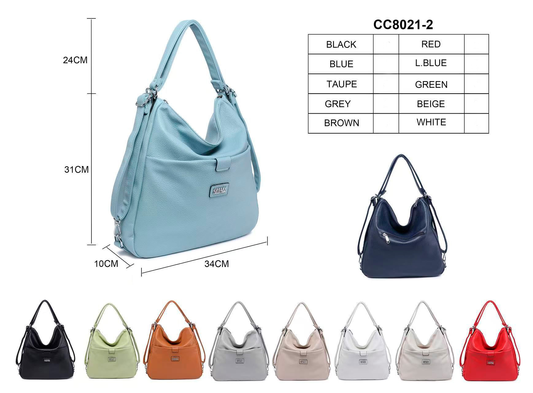 CGCC8021-2-All Amplo Bolso-Mochila Sintético Coveri Collection con Bolsillo Frontal y Trasero para Mujer - Imagen 1