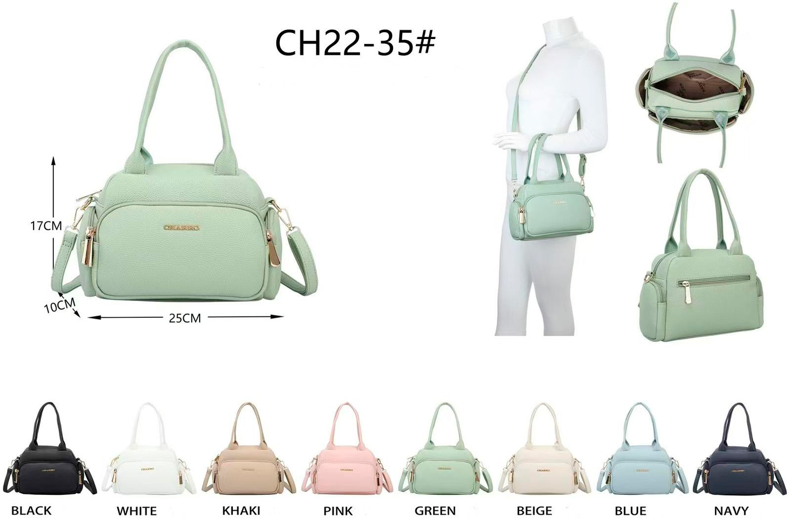 CGCH22-35-All Bolso de Mano Sintético Charro para Mujer con Cremalleras y 4 Bolsillos Exteriores - Imagen 1