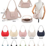 Bolso de Mano Sintético Charro de Mujer con Diseño Medialuna, Solapa y Bolsillo Trasero