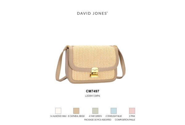 Bolso Bandolera Sintético y Bicolor David Jones con Compartimento Trasero y Solapa de Mujer - Imagen 2