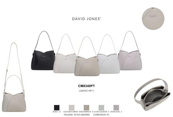 Bolso de Hombro Sintético David Jones Estilo Bucket de Mujer con 3 Compartimentos Interiores - Imagen 2