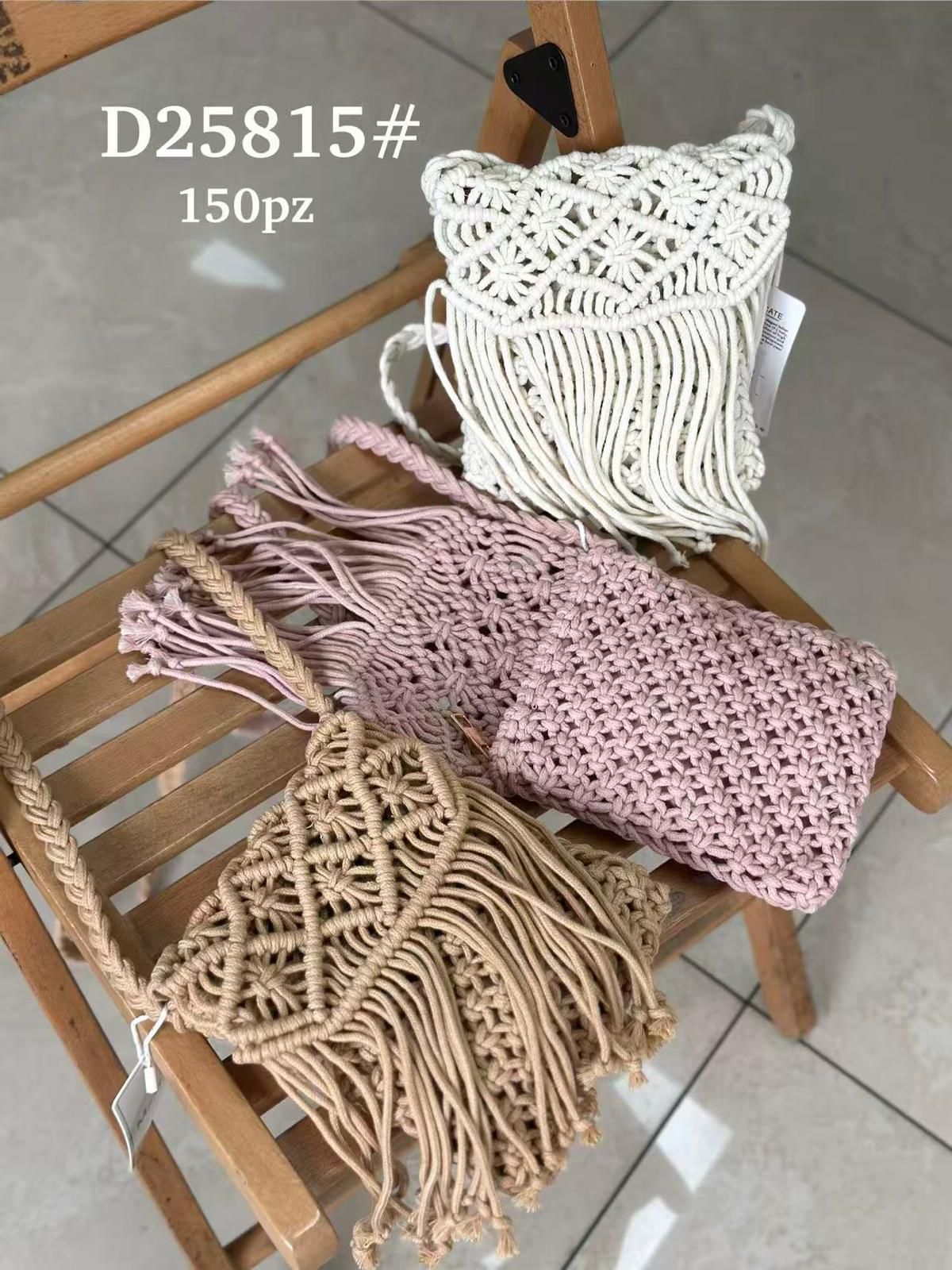 CGD25815-Principal Bolsito Bandolera Compacto en Algodón tipo Ganchillo con Flecos Frontales en la Solapa para Mujer - Imagen 1