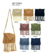 Bolso de Hombro en Algodón tipo Ganchillo con Solapa de Flecos y Asa Larga para Mujer - Imagen 2