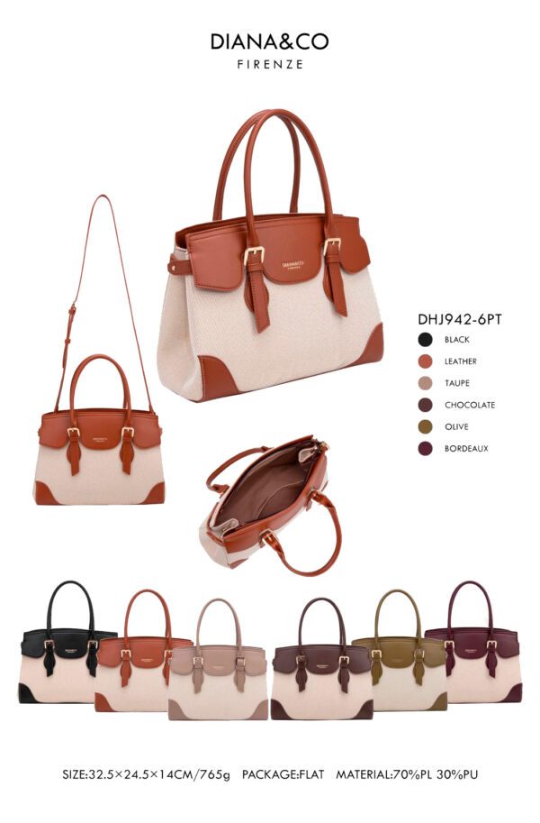 Bolso de Hombro Sintético Bicolor Diana & Co para Mujer con Botones Laterales y Gran Calidad - Imagen 2