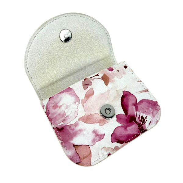 Monedero Compacto de Piel Sintética para Mujer con Caja, Diseño Flores y 3 Compartimentos - Imagen 4