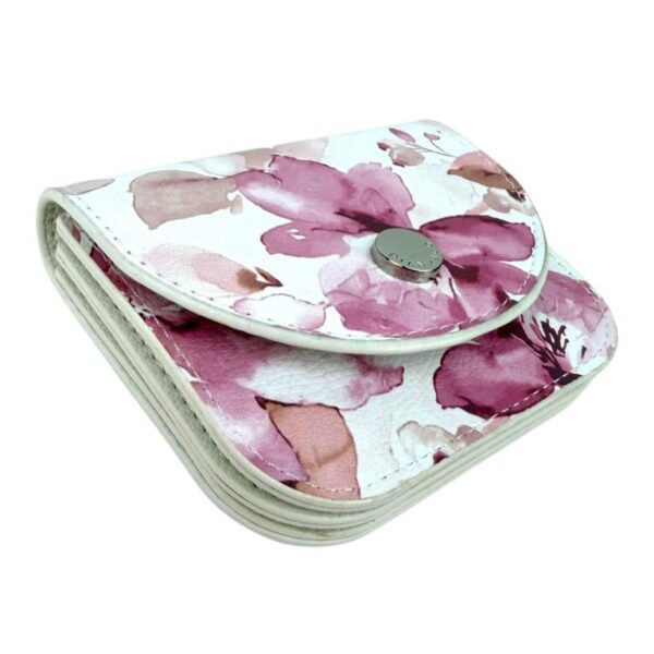 Monedero Compacto de Piel Sintética para Mujer con Caja, Diseño Flores y 3 Compartimentos - Imagen 3