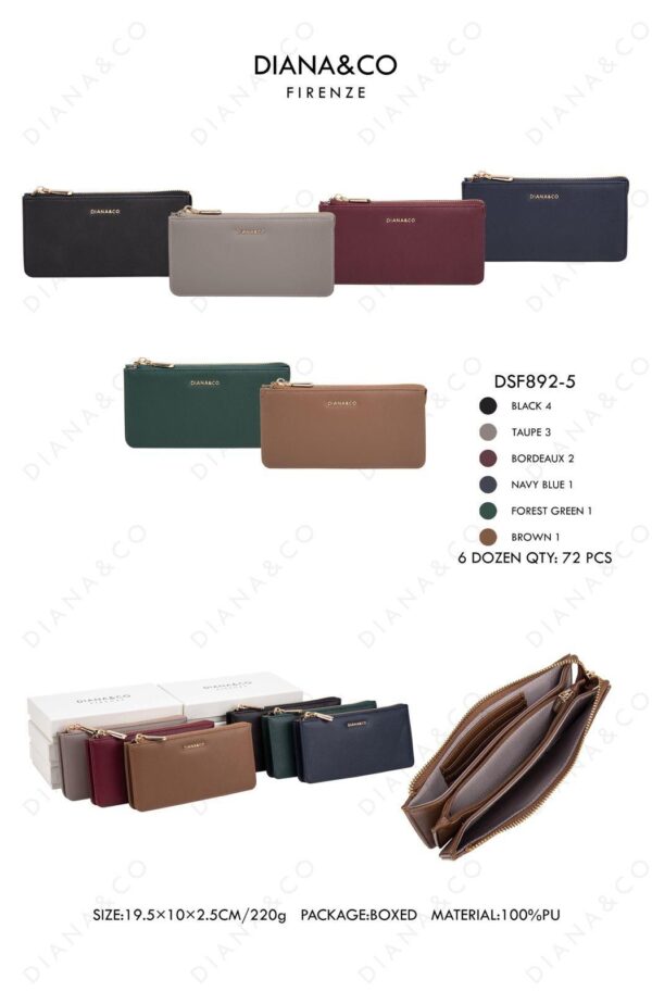 Cartera Larga Sintética Diana & Co Firenze con Caja y 3 Compartimentos para Mujer-All- Mayorista España