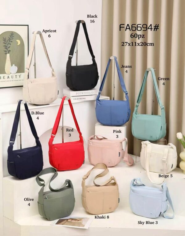 Bolso de Hombro en Tela Nylon para Mujer con Bolsillos Exteriores y Cierre de Cremallera - Imagen 2