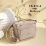 Bolso Bandolera en Tela Nylon para Mujer con 5 Compartimentos con Cierre de Cremallera