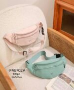 Riñonera Compacta en Tela Nylon para Mujer con Bolsillo Frontal y Trasero con Cierre de Cremallera - Imagen 3