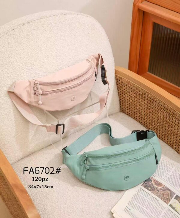 Riñonera Compacta en Tela Nylon para Mujer con Bolsillo Frontal y Trasero con Cierre de Cremallera - Imagen 3