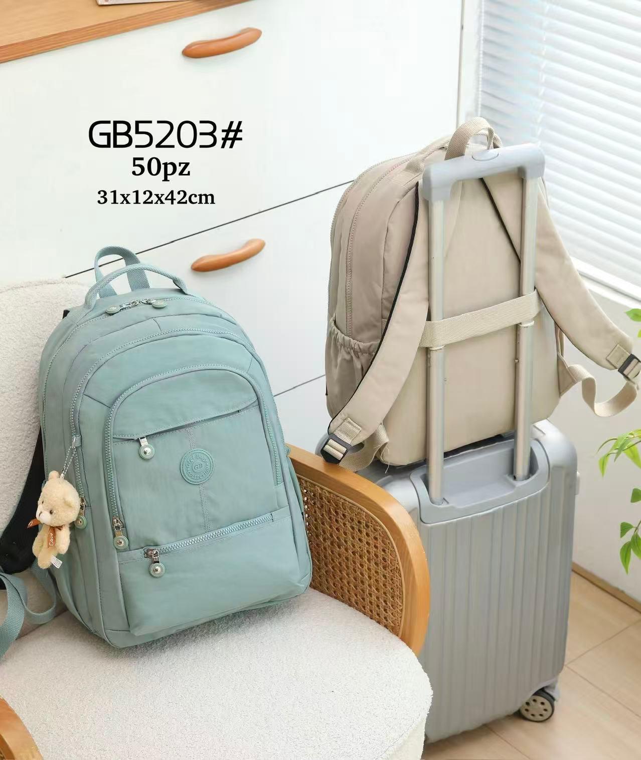 CGGB5203-Principal Mochila de Nylon para Mujer con Osito Decorativo, Gran Capacidad y 4 Bolsillos Frontales - Imagen 1