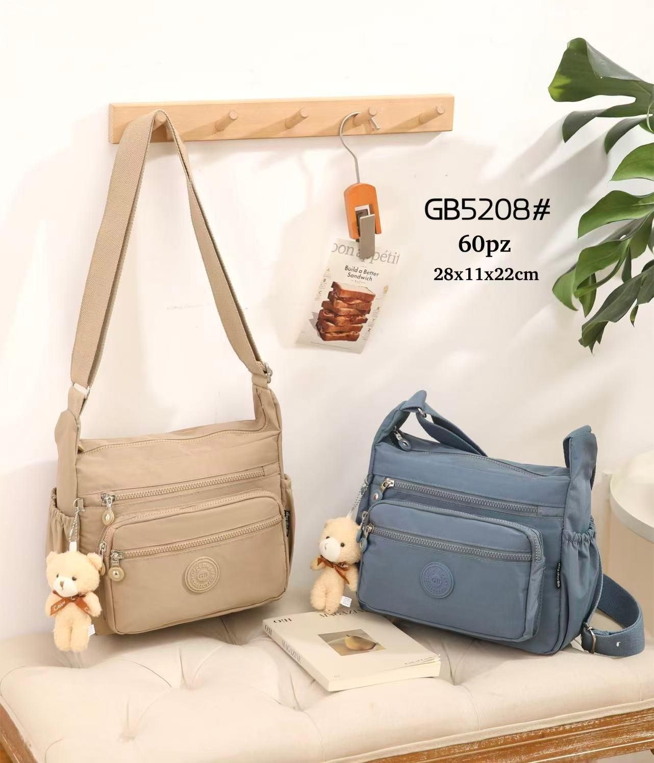 CGGB5208-Principal Bolso de Hombro en Nylon para Mujer con Osito Decorativo y 5 Bolsillos con Cremallera - Imagen 1