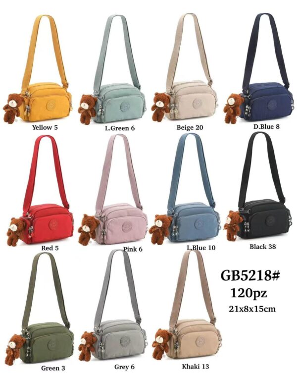 Bolso Bandolera en Nylon para Mujer con Osito Decorativo y Multicompartimentos con Cremallera - Imagen 2