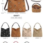 Bolso de Mano Sintético Hobo con Agujeros Frontales, Bolsillo Trasero y Tira Bandolera de Mujer