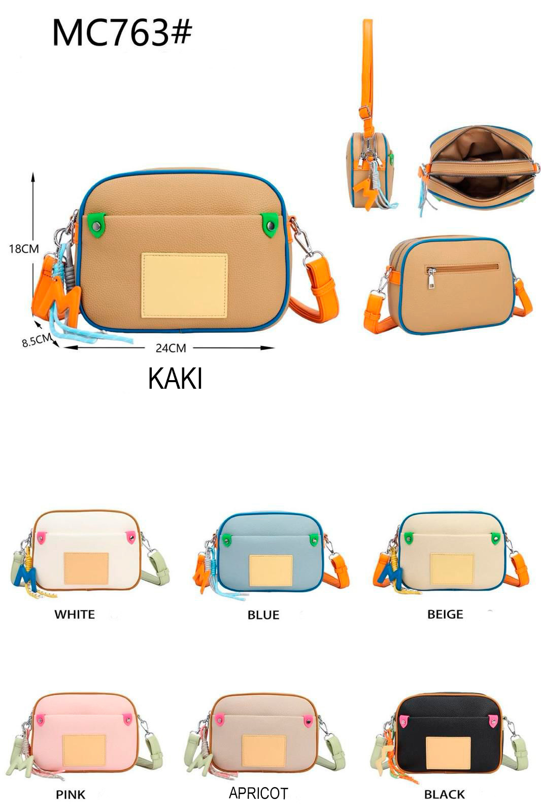 CGMC763-All Bolso Bandolera Sintético y Multicolor con 4 Compartimentos y Elementos Decorativos Laterales Mujer - Imagen 1