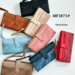 Cartera Larga Sintética Estilo Serraje de Mujer con Espacio Frontal para Tarjetas