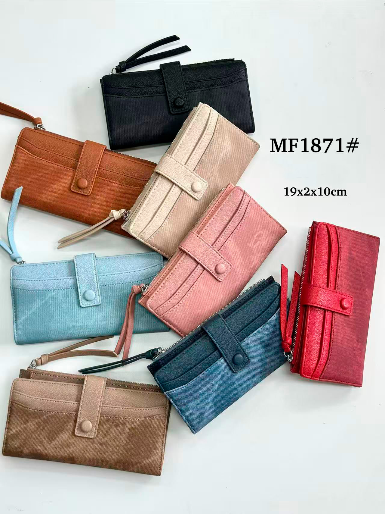 CGMF1871-All Cartera Larga Sintética Estilo Serraje de Mujer con Espacio Frontal para Tarjetas - Imagen 1