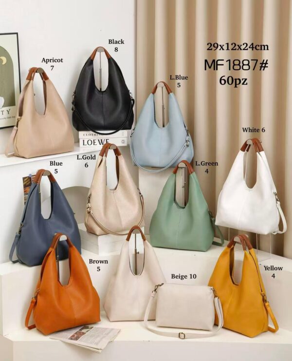 Bolso de Hombro Sintético con Asas Marrones + Bolsito Bandolera Extra con Cremallera para Mujer - Imagen 2