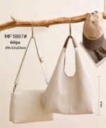 Bolso de Hombro Sintético con Asas Marrones + Bolsito Bandolera Extra con Cremallera para Mujer