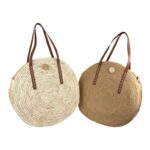 Amplio Bolso de Yute con Asas Largas, Diseño Circular y Decoración Frontal para Mujer - Imagen 2