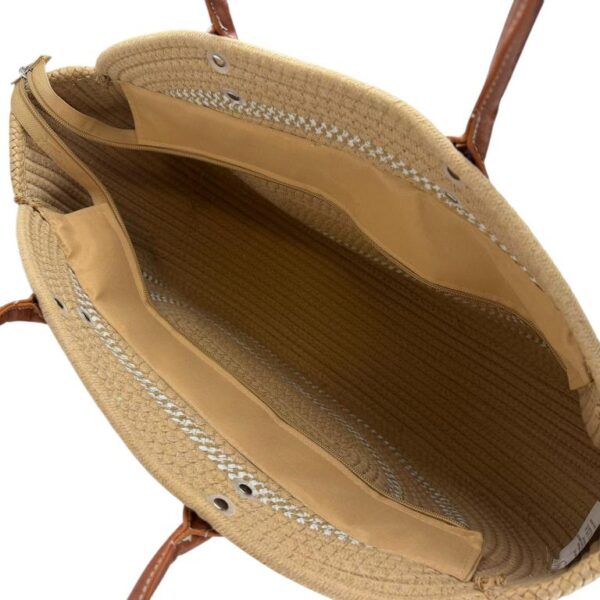 Amplio Bolso Capazo de Yute con Asas Largas, Cierre de Cremallera y 2 Colores para Mujer - Imagen 5