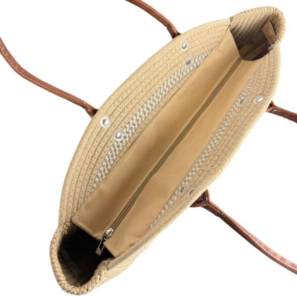 Amplio Bolso Capazo de Yute con Asas Largas, Cierre de Cremallera y 2 Colores para Mujer - Imagen 4