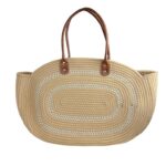 Amplio Bolso Capazo de Yute con Asas Largas, Cierre de Cremallera y 2 Colores para Mujer