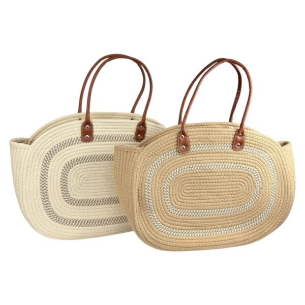 Amplio Bolso Capazo de Yute con Asas Largas, Cierre de Cremallera y 2 Colores para Mujer - Imagen 2