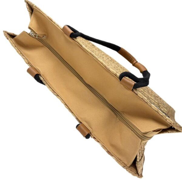 Amplio Bolso Canasta de Papel con 2 Asas, Diseño de Rayas y Cierre de Cremallera para Mujer - Imagen 5