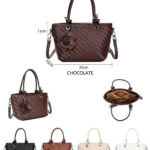 Bolso de Mano Sintético con Diseño Trenzado y Flor Frontal Decorativa para Mujer