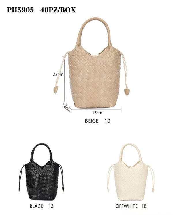 Bolso de Mano Sintético con Estilo Trenzado y Saco Interno Cosido de Cuerdas para Mujer-All- Mayorista España