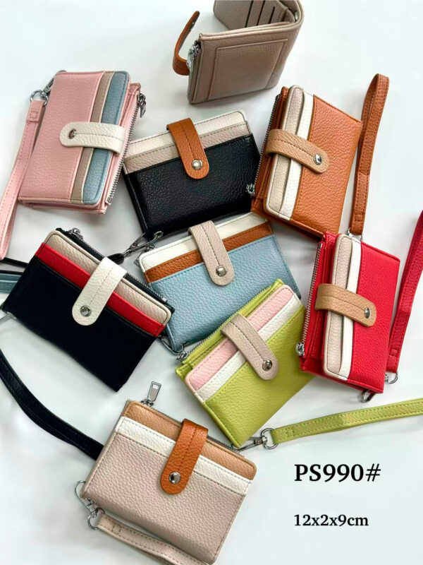 Monedero Sintético Tricolor de Mujer con Asa Corta Extraíble y Espacio para Tarjetas - Imagen 2