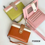 Monedero Sintético Tricolor de Mujer con Asa Corta Extraíble y Espacio para Tarjetas