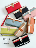 Cartera Larga Sintética Tricolor con Asa Corta Extraíble y Espacio para Tarjetas de Mujer - Imagen 2