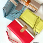 Cartera Larga Sintética Tricolor con Asa Corta Extraíble y Espacio para Tarjetas de Mujer