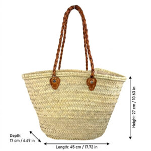 Cesta Grande de Rafia Artesanal con Asas Trenzadas y Cierre de Cuerdas para Mujer - Mayorista España